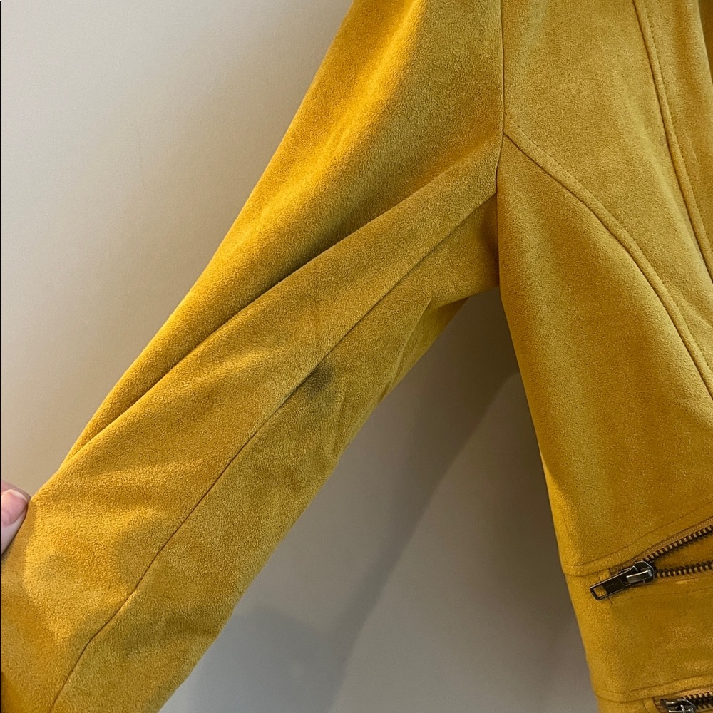 minkpink women’s mustard yellow moto jacket size medium - Picture 3 of 4